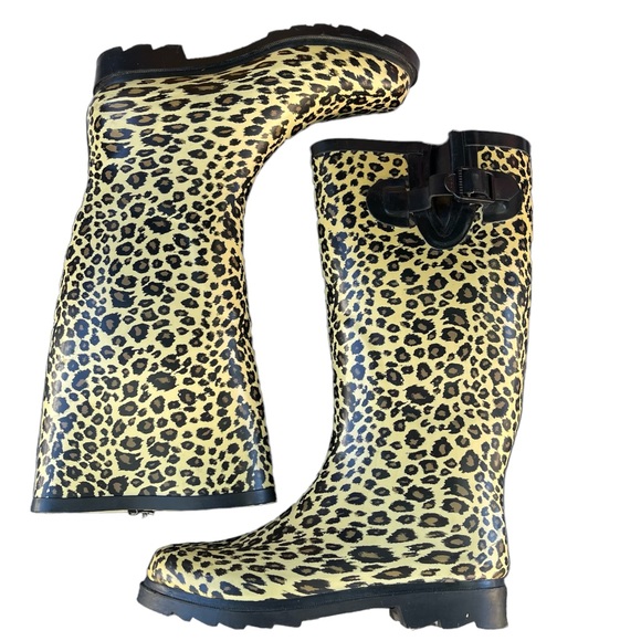 Rasolli Shoes - Rasolli Leopard Print Rain Boots Size 7.5
